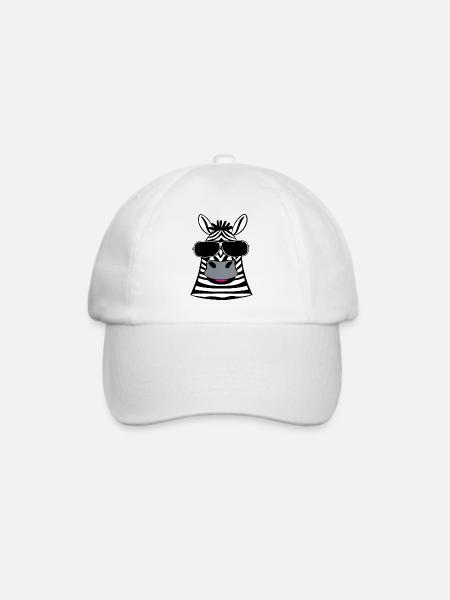Zebra mit Sonnenbrille - Baseballkappe - Weiß/Weiß