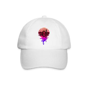 Berlin Skyline Vaporwave Sunset - Baseballkappe - Weiß/Weiß - Vorne