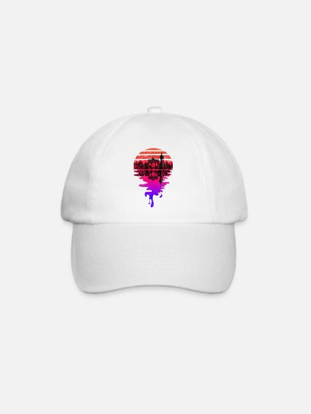 Berlin Skyline Vaporwave Sunset - Baseballkappe - Weiß/Weiß