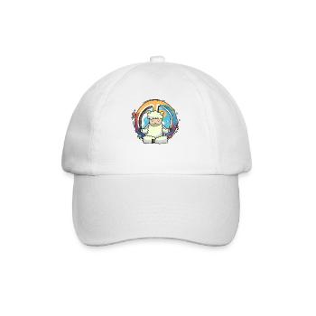 Hippie Schaf Friedenszeichen Yoga Lamm Hippies Tier - Baseballkappe - Weiß/Weiß - Vorne