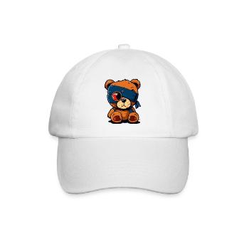 Augenklappe süßer Bär - Baseballkappe - Weiß/Weiß - Vorne