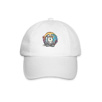 Hippie Wolf Friedenszeichen Yoga Cool Wolf Lustiger Hippie - Baseballkappe - Weiß/Weiß - Vorne