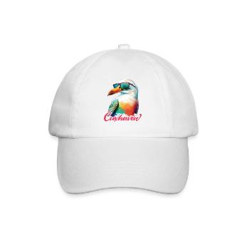 Cuxhaven Urlaub coole bunte Möwe mit Sonnenbrille - Baseballkappe - Weiß/Weiß - Vorne