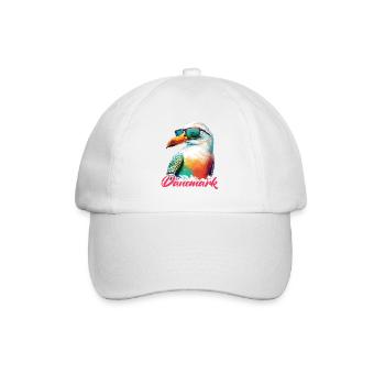 Dänemark Urlaub coole bunte Möwe mit Sonnenbrille - Baseballkappe - Weiß/Weiß - Vorne
