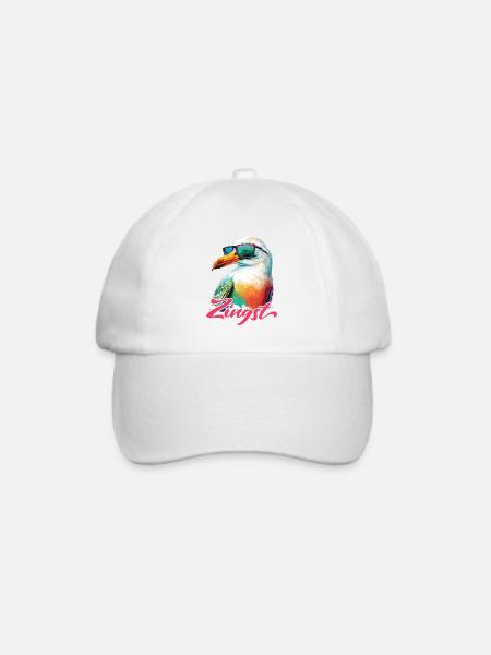 Zingst Urlaub coole bunte Möwe mit Sonnenbrille - Baseballkappe - Weiß/Weiß