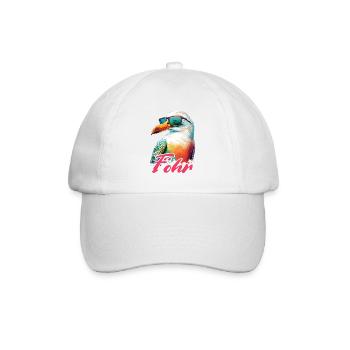Föhr Urlaub coole bunte Möwe mit Sonnenbrille - Baseballkappe - Weiß/Weiß - Vorne