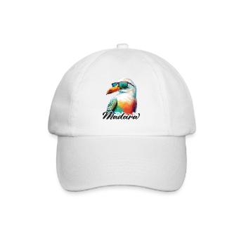 Madeira Urlaub coole bunte Möwe mit Sonnenbrille - Baseballkappe - Weiß/Weiß - Vorne
