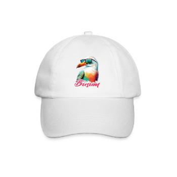 Büsum Urlaub coole bunte Möwe mit Sonnenbrille - Baseballkappe - Weiß/Weiß - Vorne