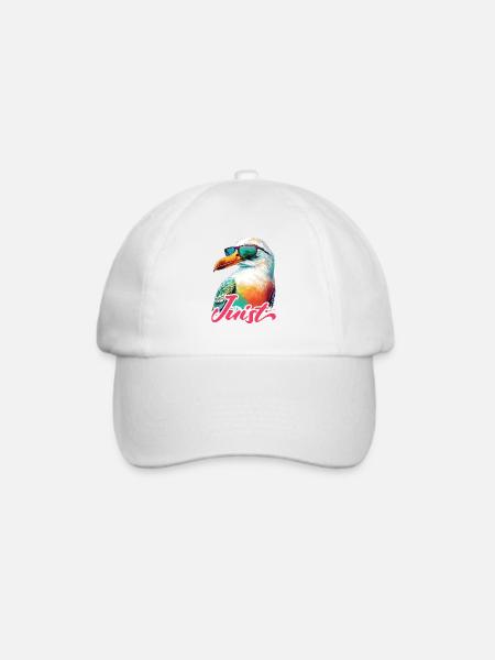 Juist Urlaub coole bunte Möwe mit Sonnenbrille - Baseballkappe - Weiß/Weiß