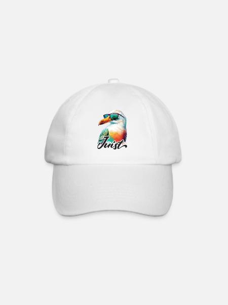 Juist Urlaub coole bunte Möwe mit Sonnenbrille - Baseballkappe - Weiß/Weiß