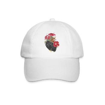 Anatomisches Herz und Blumen - Baseballkappe - Weiß/Weiß - Vorne