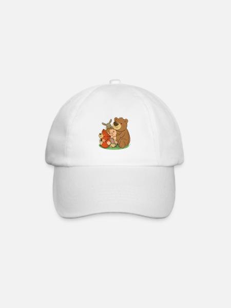 kleines mädchen mit tierischen freunden - Baseballkappe - Weiß/Weiß