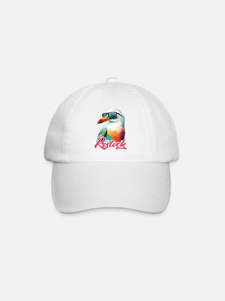 Rostock Urlaub coole bunte Möwe mit Sonnenbrille - Baseballkappe - Weiß/Weiß