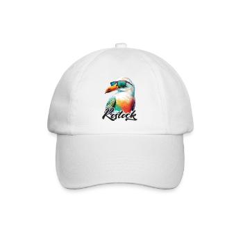 Rostock Urlaub coole bunte Möwe mit Sonnenbrille - Baseballkappe - Weiß/Weiß - Vorne