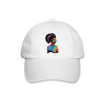 Bunte Dreadlocks und Regenbogen-T-Shirt - Baseballkappe - Weiß/Weiß - Vorne