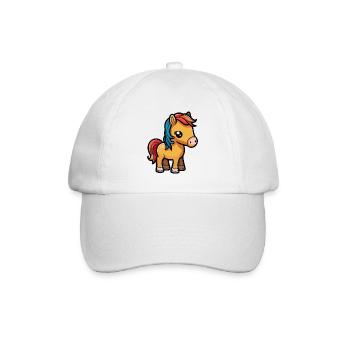Süßes Pferd für Schulanfänger und Kitakinder - Baseballkappe - Weiß/Weiß - Vorne