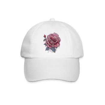Rote Rose - Baseballkappe - Weiß/Weiß - Vorne