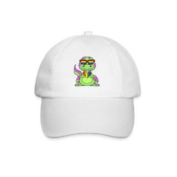 Dino Regenbogen Herz - Baseballkappe - Weiß/Weiß - Vorne