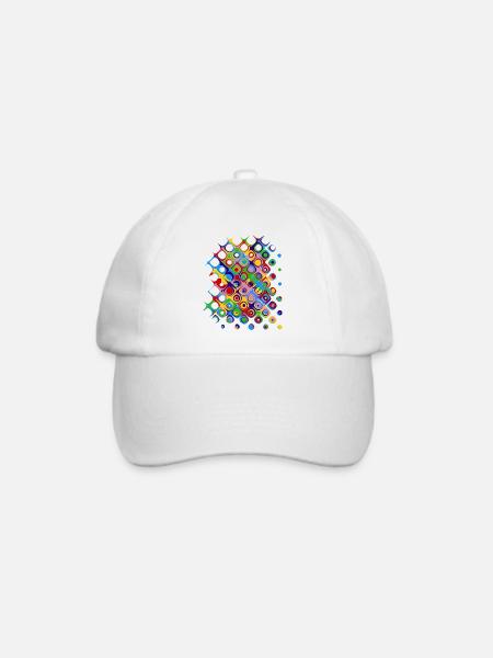 Buntes Muster (Kreise, Formen) - Baseballkappe - Weiß/Weiß