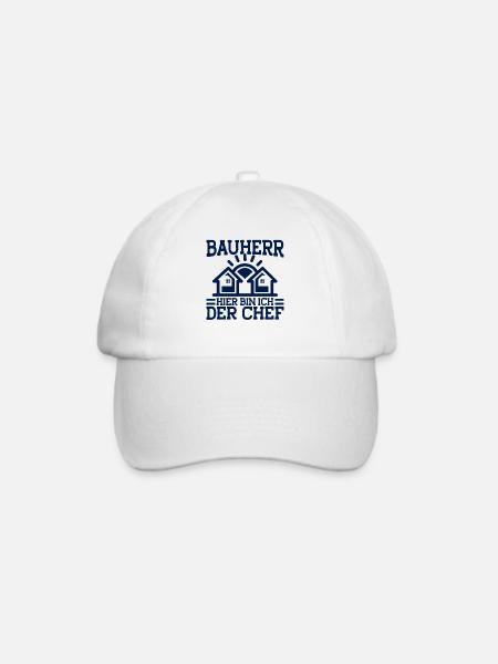 Bauherr Hier Bin Ich Der Chef Bauherr Geschenk - Baseballkappe - Weiß/Weiß