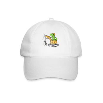 TREX fährt Bagger - Baggerfahrer - Baseballkappe - Weiß/Weiß - Vorne