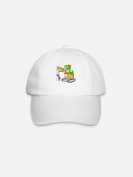 TREX fährt Bagger - Baggerfahrer - Baseballkappe - Weiß/Weiß