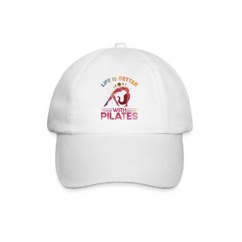Pilates Das Leben ist besser mit Pilates Geschenk - Baseballkappe - Weiß/Weiß - Vorne
