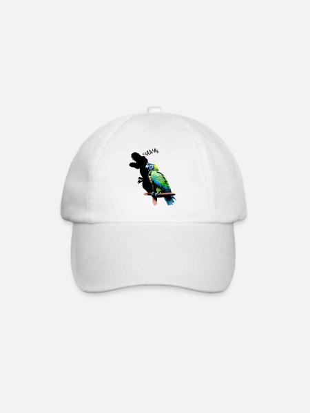 lustiger T-Rex Papagei Gelb Blau Ara Macaw - Baseballkappe - Weiß/Weiß
