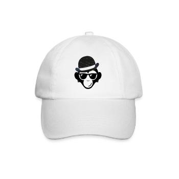 Affe mit Hut Wildtier Menschenaffe Geschenkidee - Baseballkappe - Weiß/Weiß - Vorne