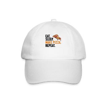 Eat Sleep Make Pizza Repeat Pizzablech Pizzaofen - Baseballkappe - Weiß/Weiß - Vorne