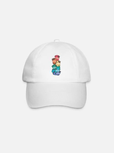 Regenbogen Flag Pride LGBTQ süßer Kuh Stapel - Baseballkappe - Weiß/Weiß