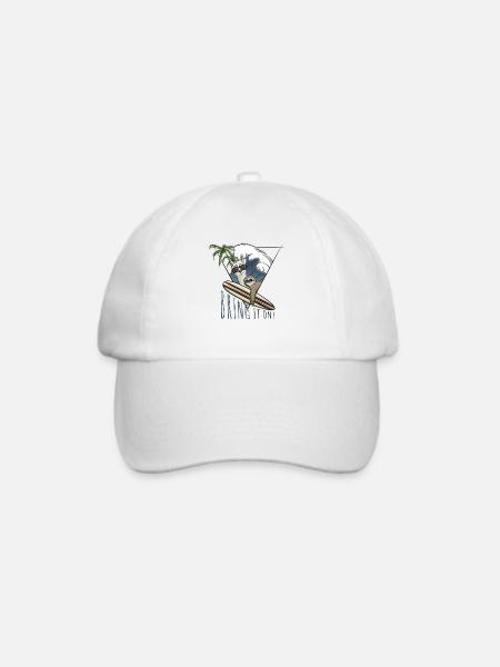 Bring it on Lama & Faultier Surf Art Lifestyle Fun - Baseballkappe - Weiß/Weiß