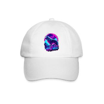 Wolfs Kunst Psychedelic Neon Synthwave - Baseballkappe - Weiß/Weiß - Vorne