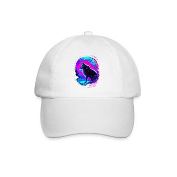 Wolf Neon Moon Synthwave - Baseballkappe - Weiß/Weiß - Vorne