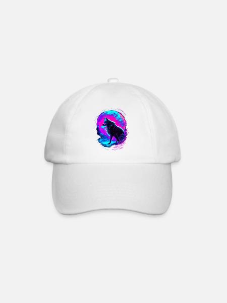 Wolf Neon Moon Synthwave - Baseballkappe - Weiß/Weiß