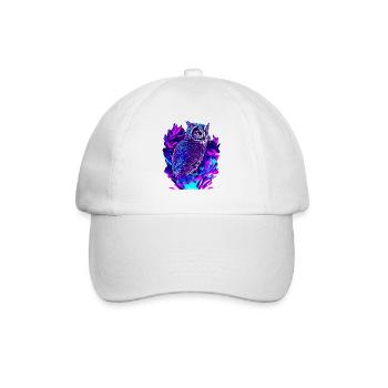 Neon Eule Psychedelische Eulen Kunst - Baseballkappe - Weiß/Weiß - Vorne