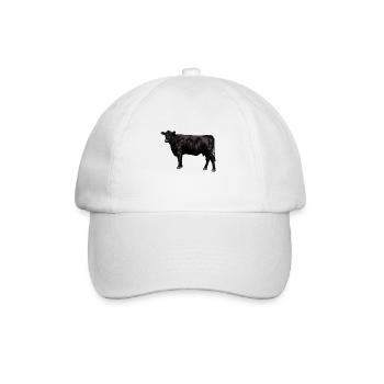 Zeichnung eines Black Angus Rind - Baseballkappe - Weiß/Weiß - Vorne