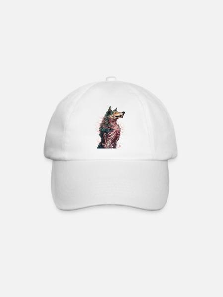 wolf zombie skelett wolf - Baseballkappe - Weiß/Weiß
