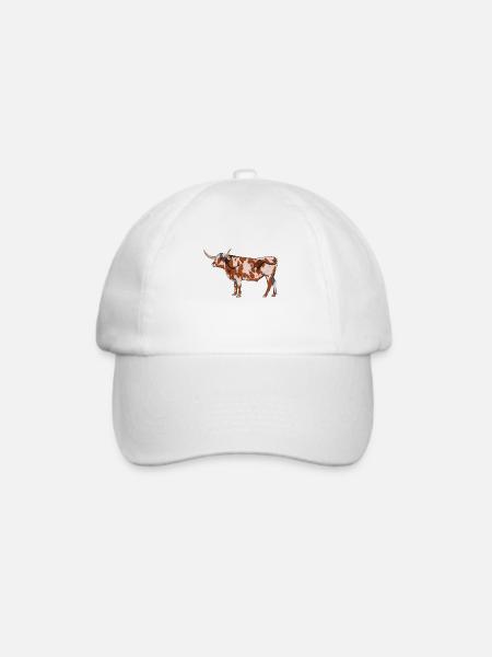 Zeichnung eines Texas Longhorn - Baseballkappe - Weiß/Weiß