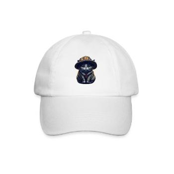 Mollige Katze mit Pilzhut - Baseballkappe - Weiß/Weiß - Vorne