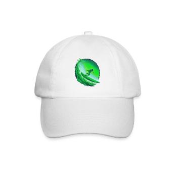 Galaktischer grüner Alien-Surfer - Baseballkappe - Weiß/Weiß - Vorne