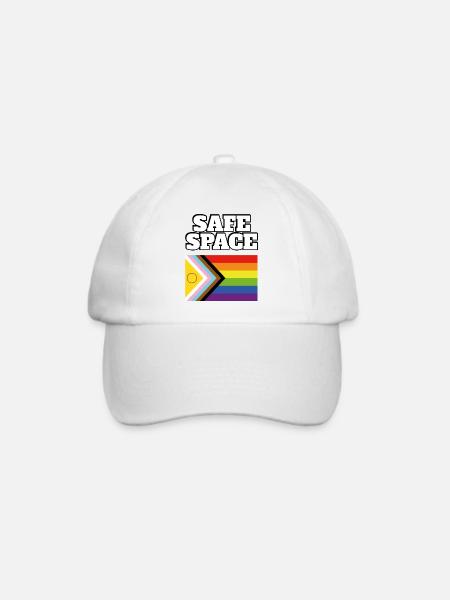LGBTQ-Safe-Space-inklusive Pride-Flagge - Baseballkappe - Weiß/Weiß