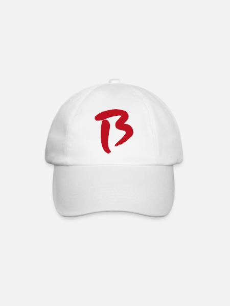 Grosses B / Initale - Baseballkappe - Weiß/Weiß