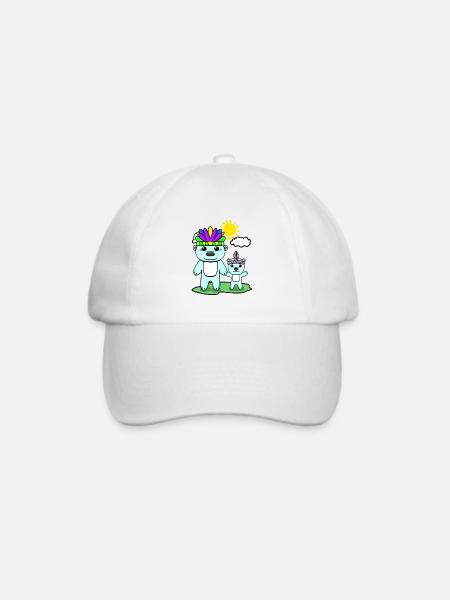 Eisbär Familie - Eisbär mit Baby - Baseballkappe - Weiß/Weiß