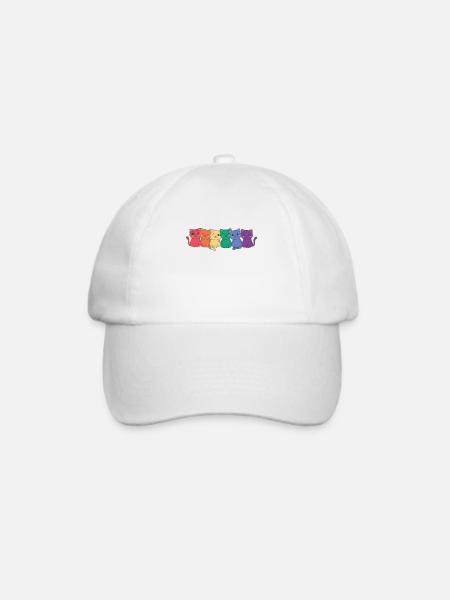 Regenbogen Katze Flag Pride LGBTQ süße Katzen - Baseballkappe - Weiß/Weiß