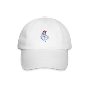 Gartenzwerg reitet Hase - Baseballkappe - Weiß/Weiß - Vorne