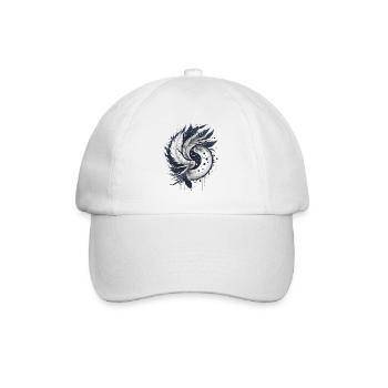 Harmonie der Federn: Elegantes Yin und Yang - Baseballkappe - Weiß/Weiß - Vorne