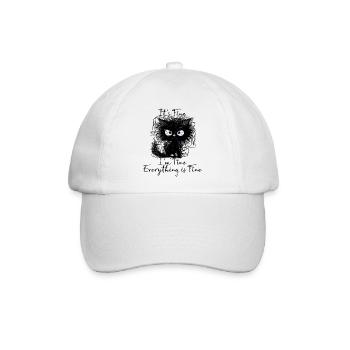 It's Fine I'm Fine Everything is Fine Katzen Shirt - Baseballkappe - Weiß/Weiß - Vorne