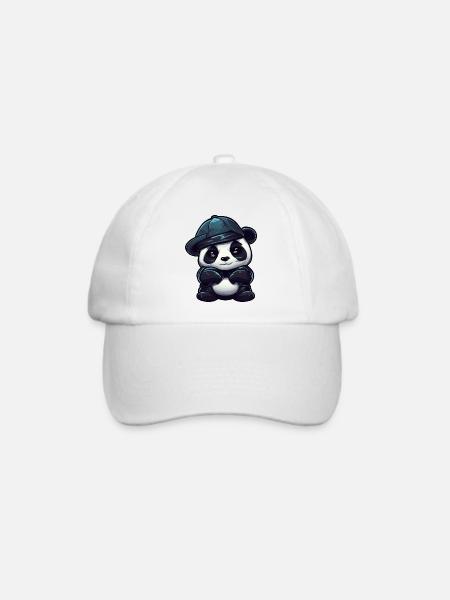 Cooler Panda mit roten Augen - Baseballkappe - Weiß/Weiß