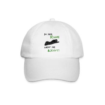 In der Ruhe liegt Kraft schwarzer Pudel - Baseballkappe - Weiß/Weiß - Vorne